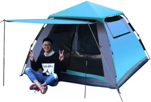 SFKLYU Tent 3/4 Person Camping Tents Waterproof Windproof Family Tent with Top Rainfly 4 Large Mesh Windows for Camping, Festivals, Backyard