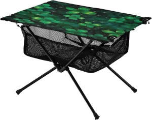 Shamrocks Pattern Portable Folding Camping Table, Compact Lightweight Beach Table with Carrying Bag for Outdoor Picnics, BBQs, Camp