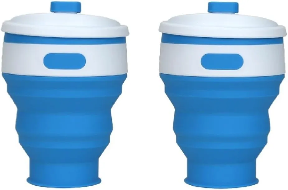 Silicone Collapsible Travel Cup-Silicone Folding Cup with Lids for Camping-Expandable Drinking Cup Set-Portable-Outdoor Retractable Kettle, Graduated 300ml [10.2oz] /271