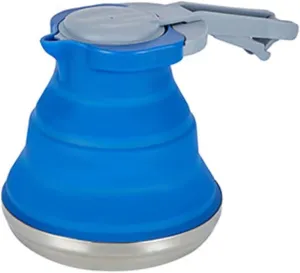 Silicone Folding Kettle 1500ml Portable Foldable Camping Kettle Tea Coffee Water Pot Dark Blue, Folding Silicone Kettle