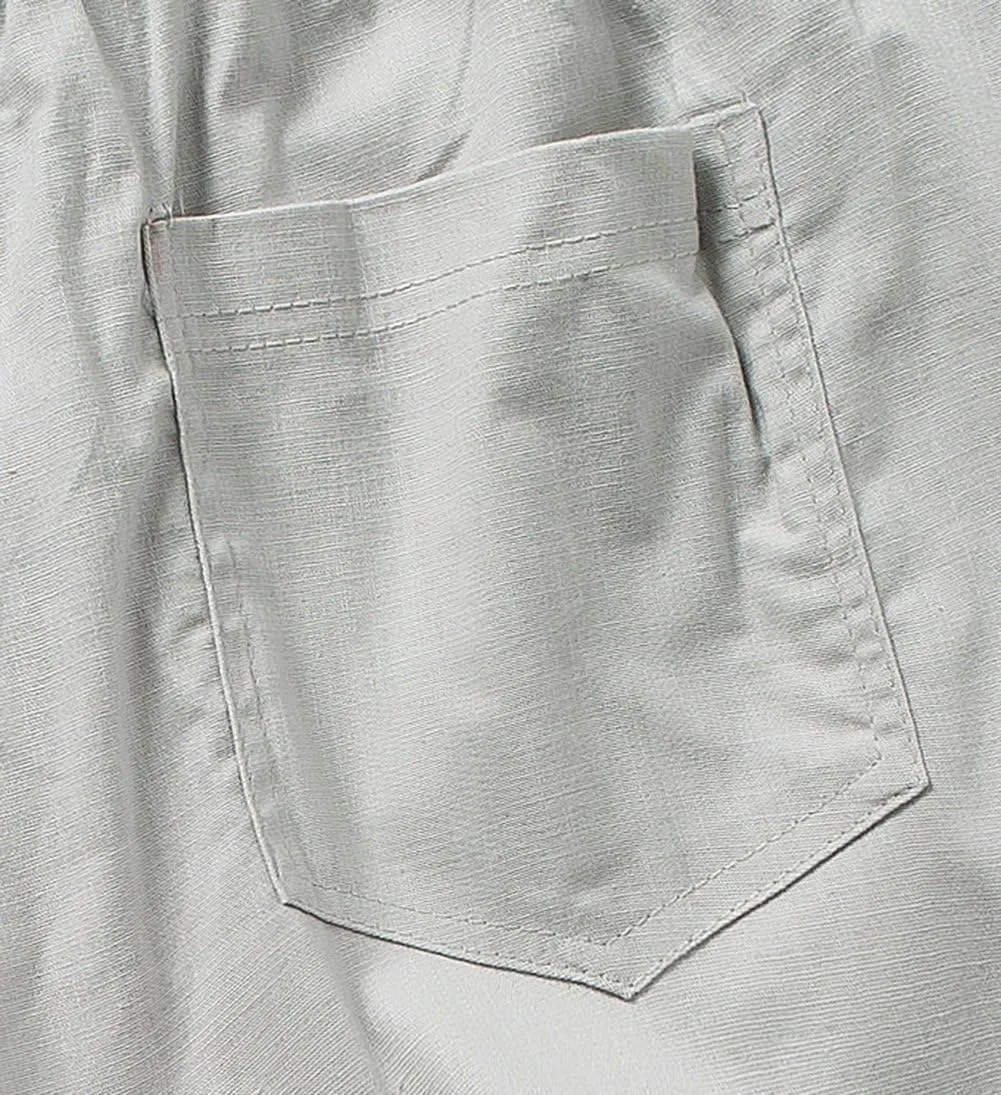 SIR7 Men's Linen Casual Lightweight Drawstrintg Elastic Waist Summer Beach Pants