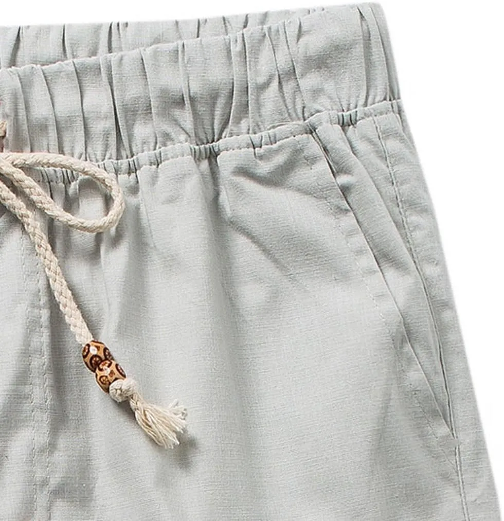 SIR7 Men's Linen Casual Lightweight Drawstrintg Elastic Waist Summer Beach Pants