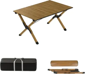 Small Folding Camping Table Portable,Folding Camping Table,4-6 Person Portable Roll Up Aluminum Table,for Outdoor Hiking Camp BBQ Picnic