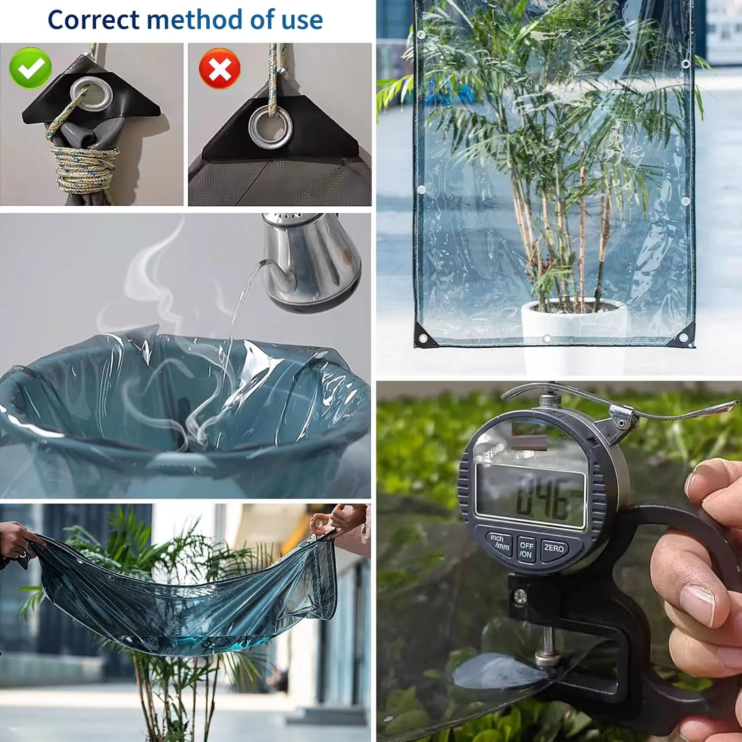 Small Multipurpose Cover, Clear PVC Heavy Duty Black Transparent Sheet with Eyelets, Plastic Tarp Cover for Greenhouse Garden Furniture Shed Outdoor Camping Chicken Shed(1x1.5m)