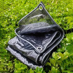 Small Multipurpose Cover, Clear PVC Heavy Duty Black Transparent Sheet with Eyelets, Plastic Tarp Cover for Greenhouse Garden Furniture Shed Outdoor Camping Chicken Shed(1x1.5m)