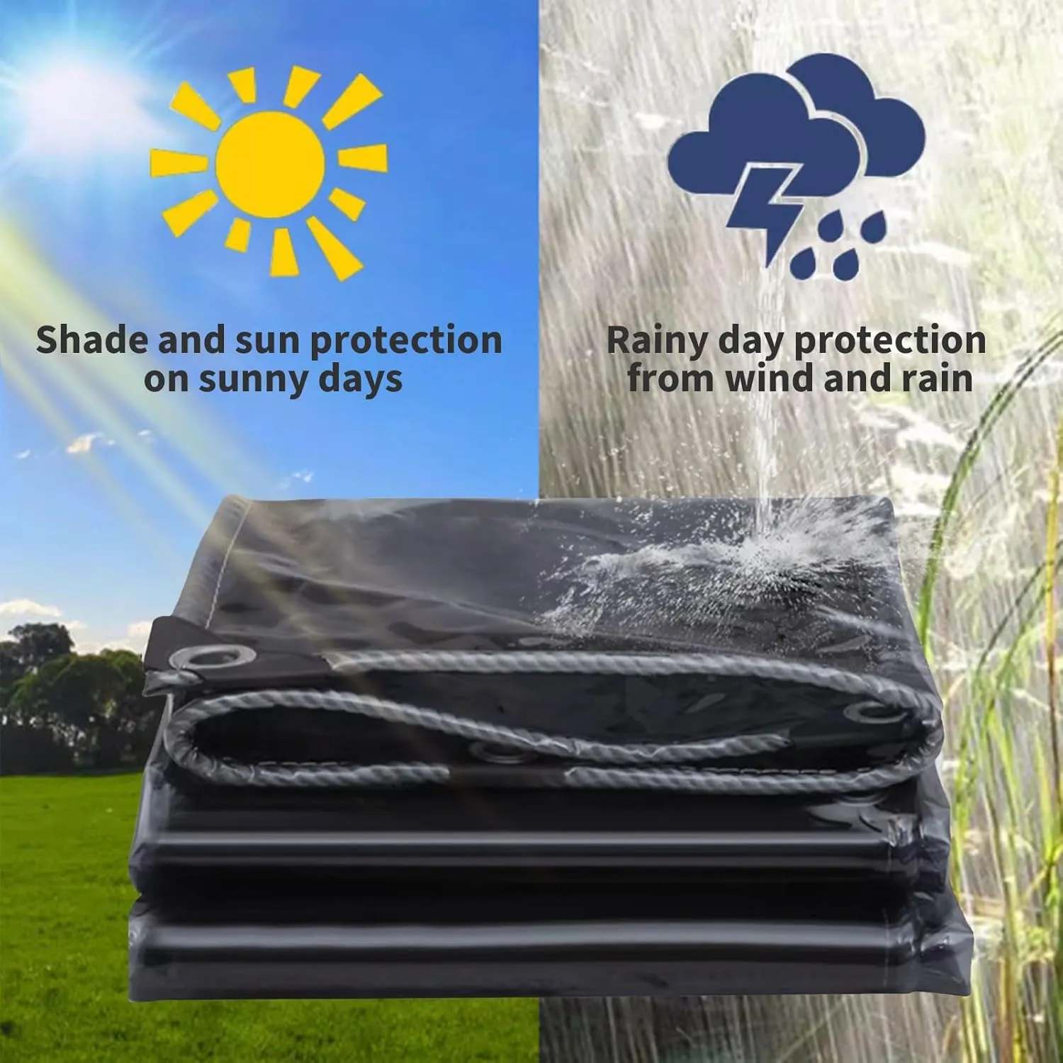 Small Multipurpose Cover, Clear PVC Heavy Duty Black Transparent Sheet with Eyelets, Plastic Tarp Cover for Greenhouse Garden Furniture Shed Outdoor Camping Chicken Shed(1x1.5m)
