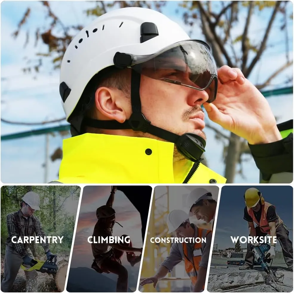 SMASYS Safety Hard Hat ABS Helmet Adjustable with Visor 6-Point Suspension Perfect for Construction and Climbing