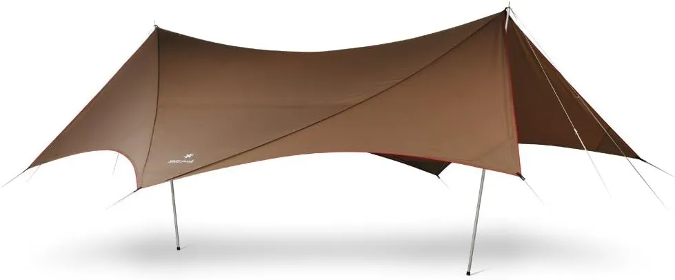 Snow Peak HD Tarp Shield Hexa Evo Pro, Brown, Polyester, Water Repellent, L 31' W 7.8' H 9.1', Tarp, Tent-Tarps