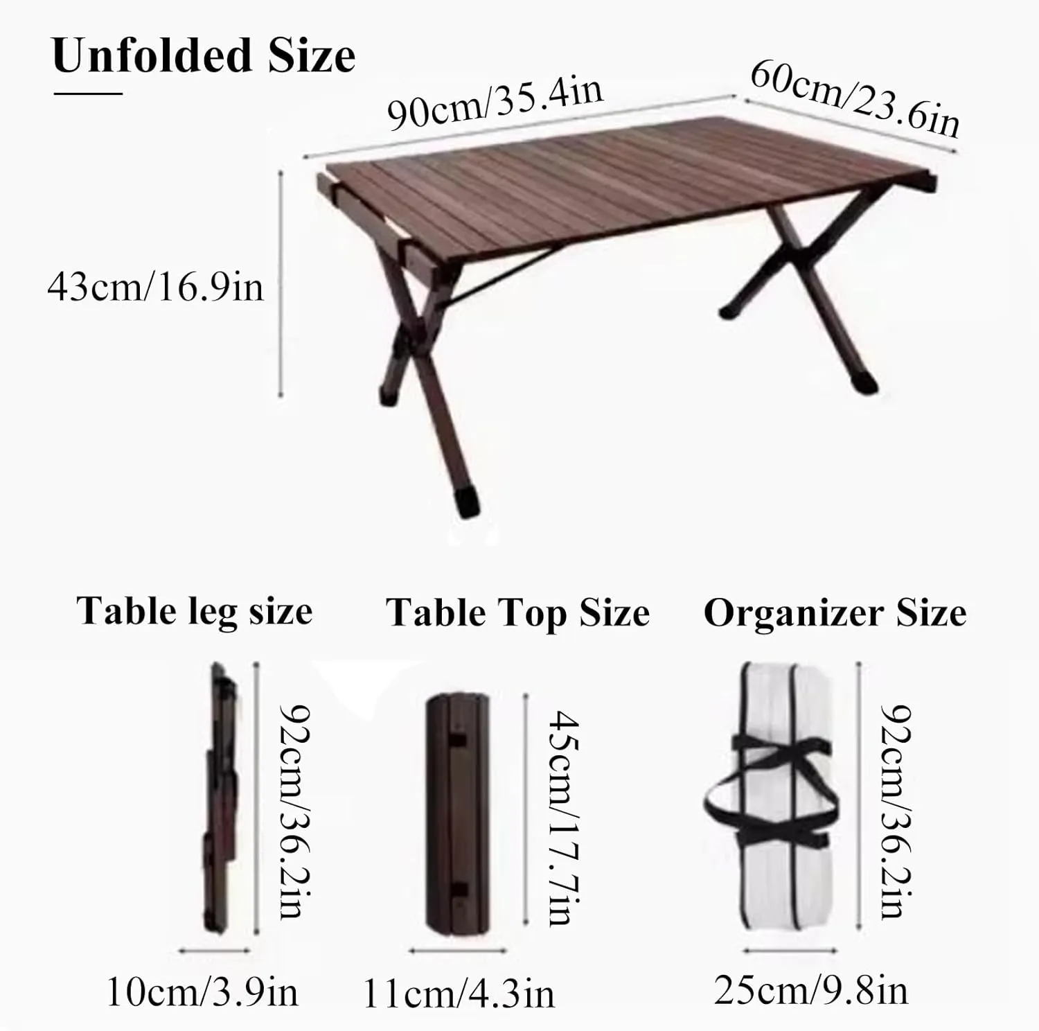SOBOUR Luxury Camping Table Roll Up Camping Table Wood Folding Picnic Table with Carry Bag Lightweight for Indoor & Outdoor Party