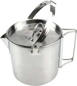 Sosoport 1.2l Collapsible Stainless Steel Kettle Boil Water Pot for Camping Outdoor Cooking Picnic Mountaineering