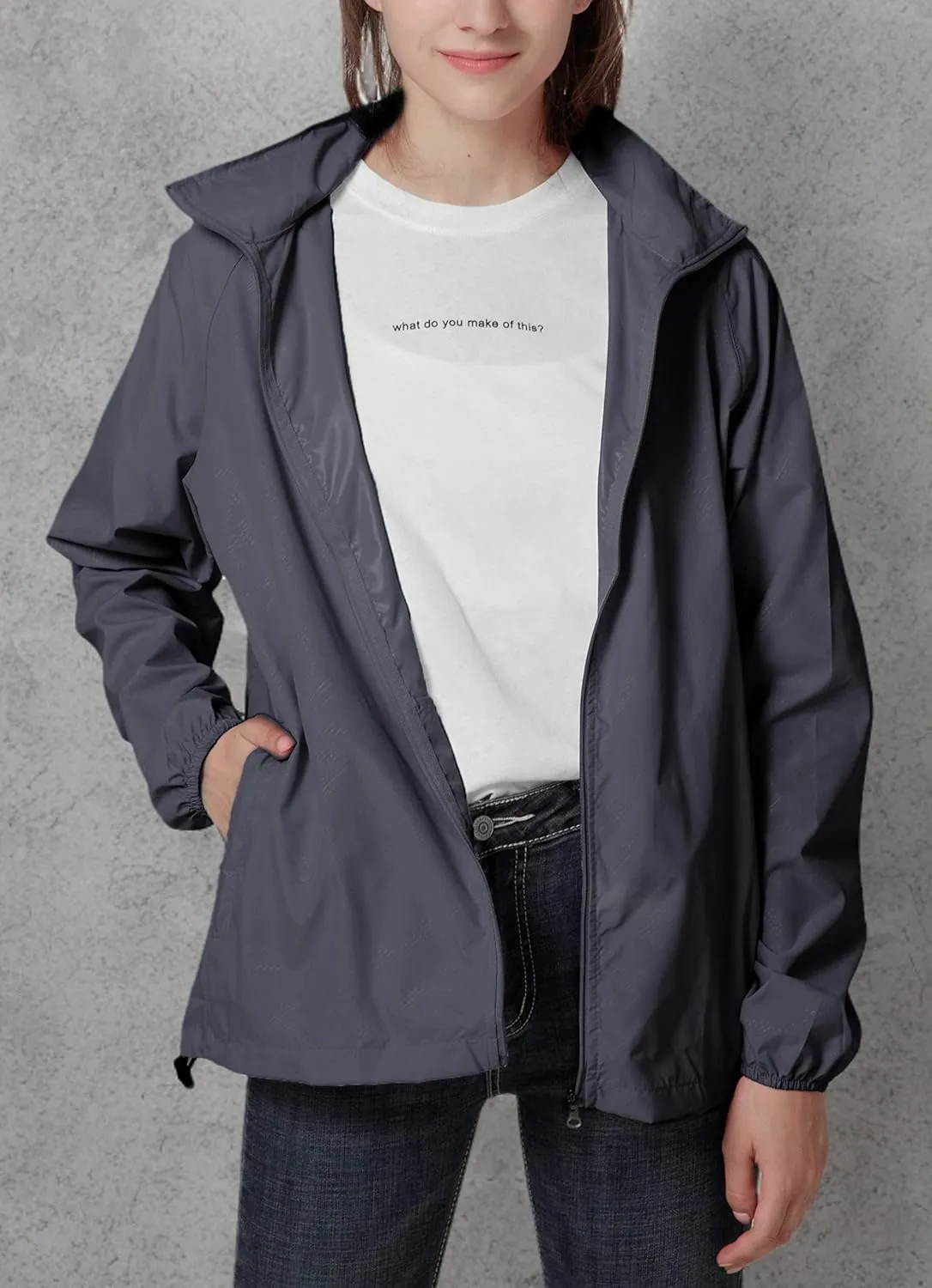 Spmor Women's Lightweight Waterproof Jacket Packable Windbreaker Running Coat
