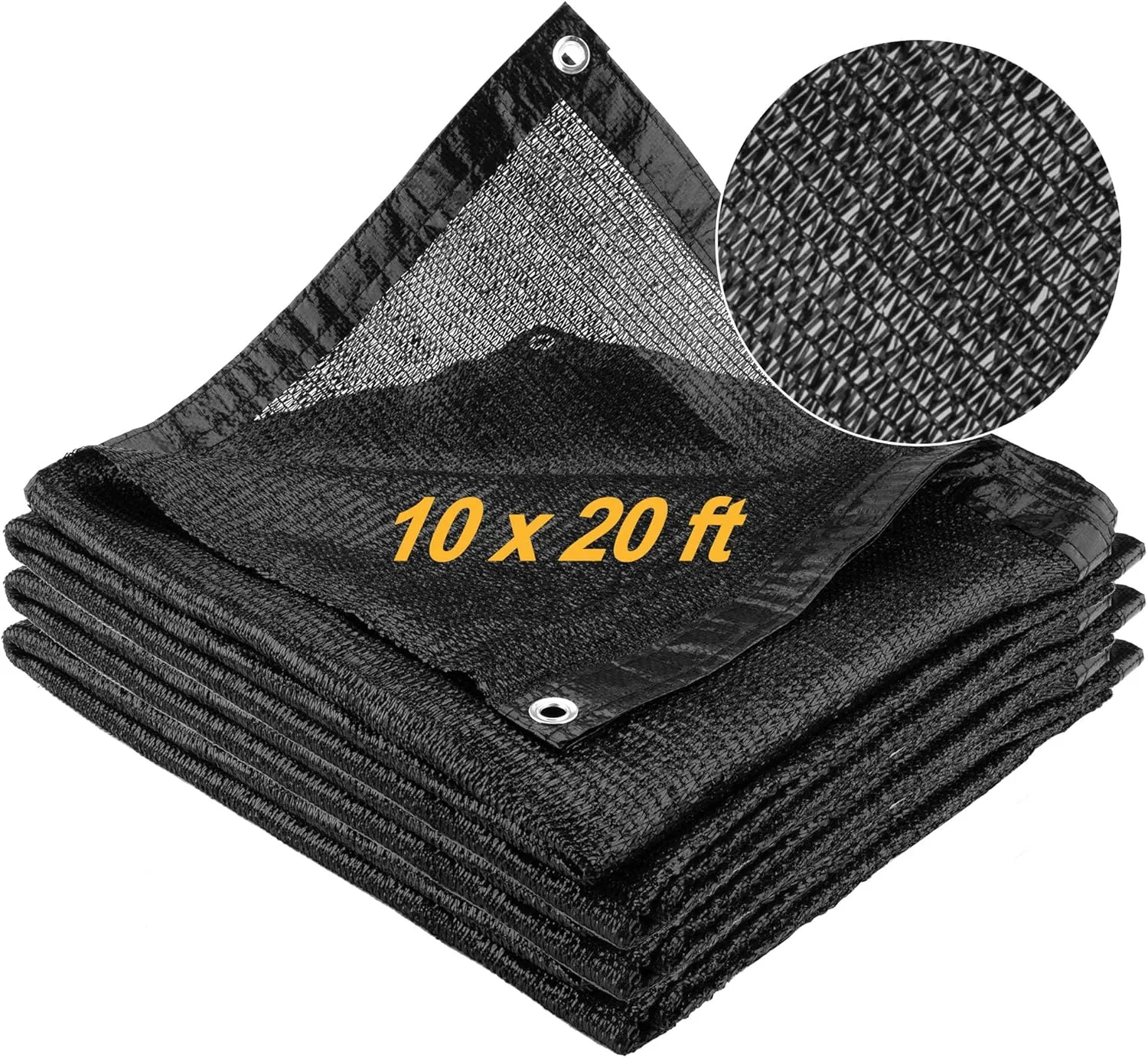 SPORTYOUTH 70% Shade Cloth for Patio, 10x20 ft Mesh Tarp with Grommets, UV Resistant Black Sunblock Sun Shade Netting Cover for Garden, Greenhouse, Chicken Coop, Pergola, RV, Canopy, Barn Kennel