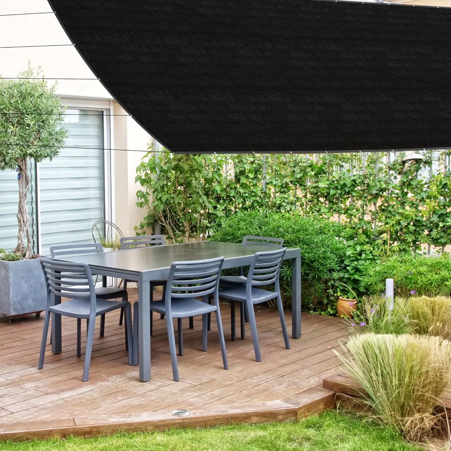 SPORTYOUTH 70% Shade Cloth for Patio, 10x20 ft Mesh Tarp with Grommets, UV Resistant Black Sunblock Sun Shade Netting Cover for Garden, Greenhouse, Chicken Coop, Pergola, RV, Canopy, Barn Kennel