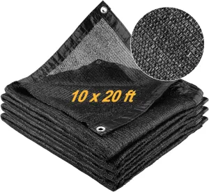 SPORTYOUTH 70% Shade Cloth for Patio, 10x20 ft Mesh Tarp with Grommets, UV Resistant Black Sunblock Sun Shade Netting Cover for Garden, Greenhouse, Chicken Coop, Pergola, RV, Canopy, Barn Kennel