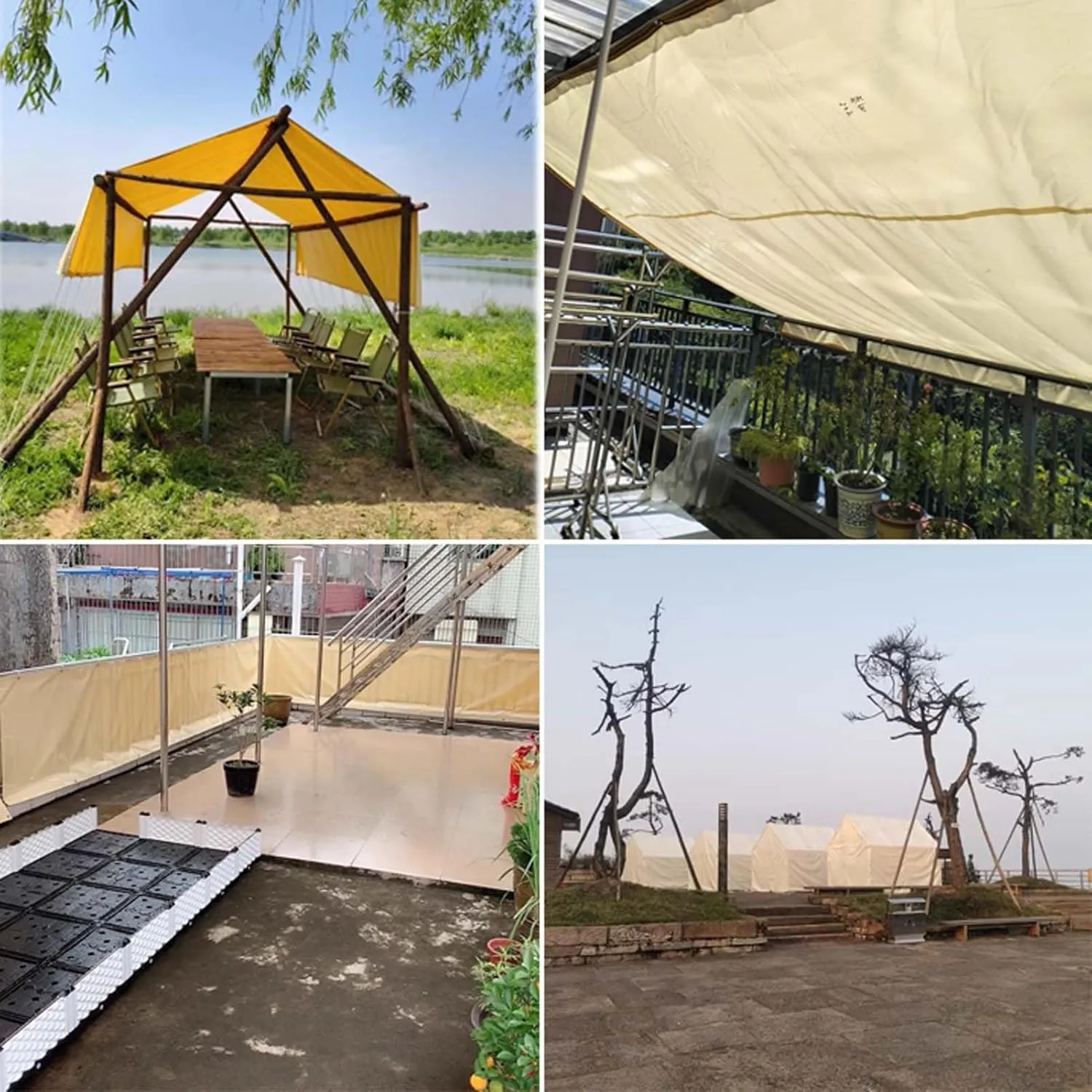 SRHIMEOS 5x16ft Tarpaulin Cover Outdoor Beige, Thick Tarp Heavy Duty Waterproof, UV Protection Poly Tarps Sheet, Rip and Tear Proof PlasticTarpaulins with Reinforced Grommets