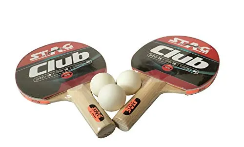 Stag Global Club Table Tennis Playset | 2 Racket, 3 Balls and 1 Cover | Portable And Lightweight