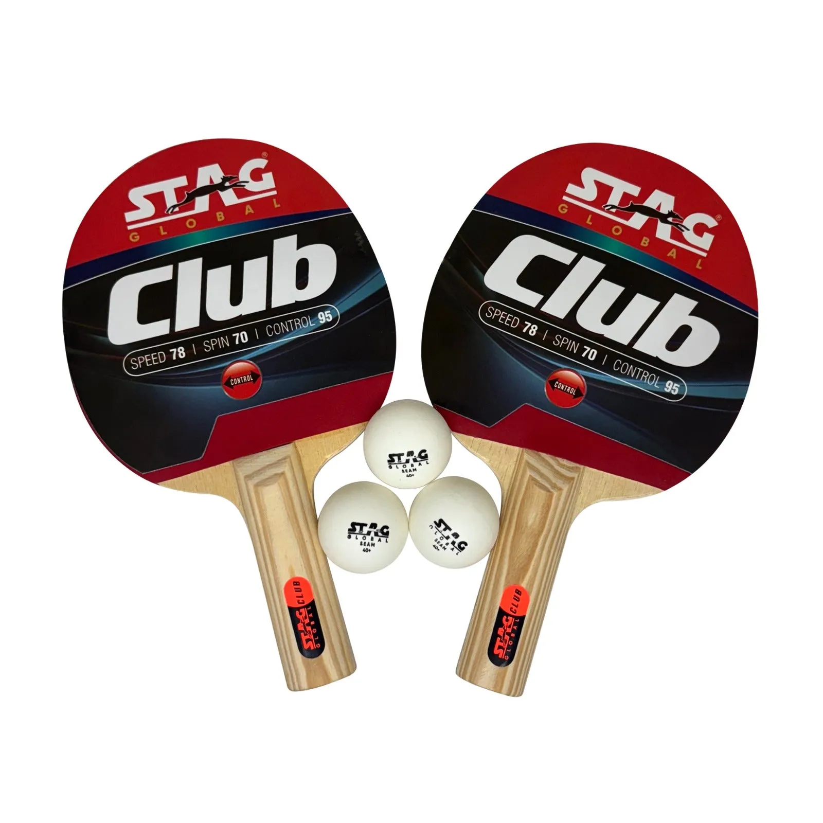 Stag Global Club Table Tennis Playset | 2 Racket, 3 Balls and 1 Cover | Portable And Lightweight