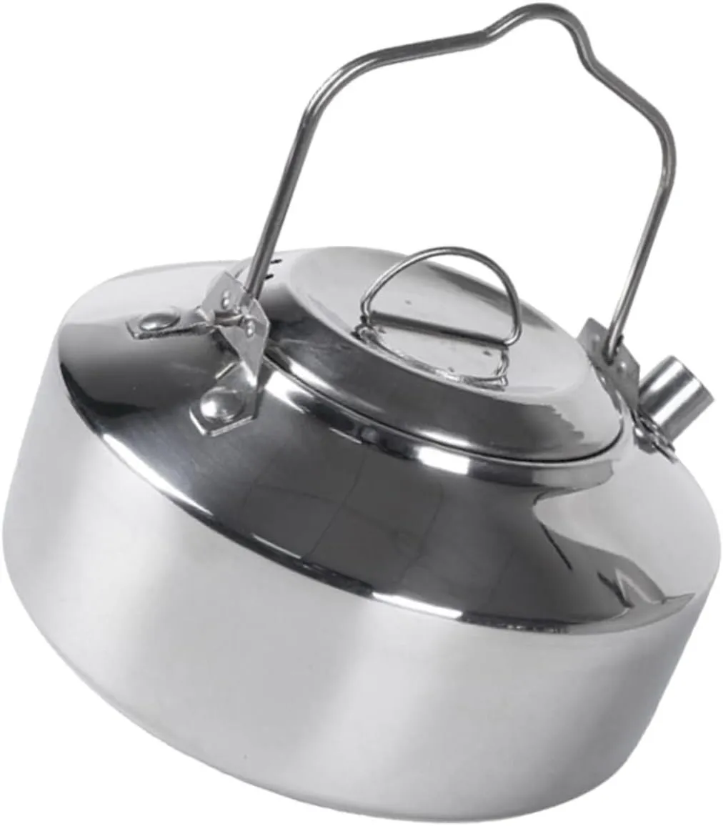 Stainless Steel Camping Kettle Outdoor Teapot Ergonomic Handle Cookware for Tea Hiking Backpacking and Stovetop Use