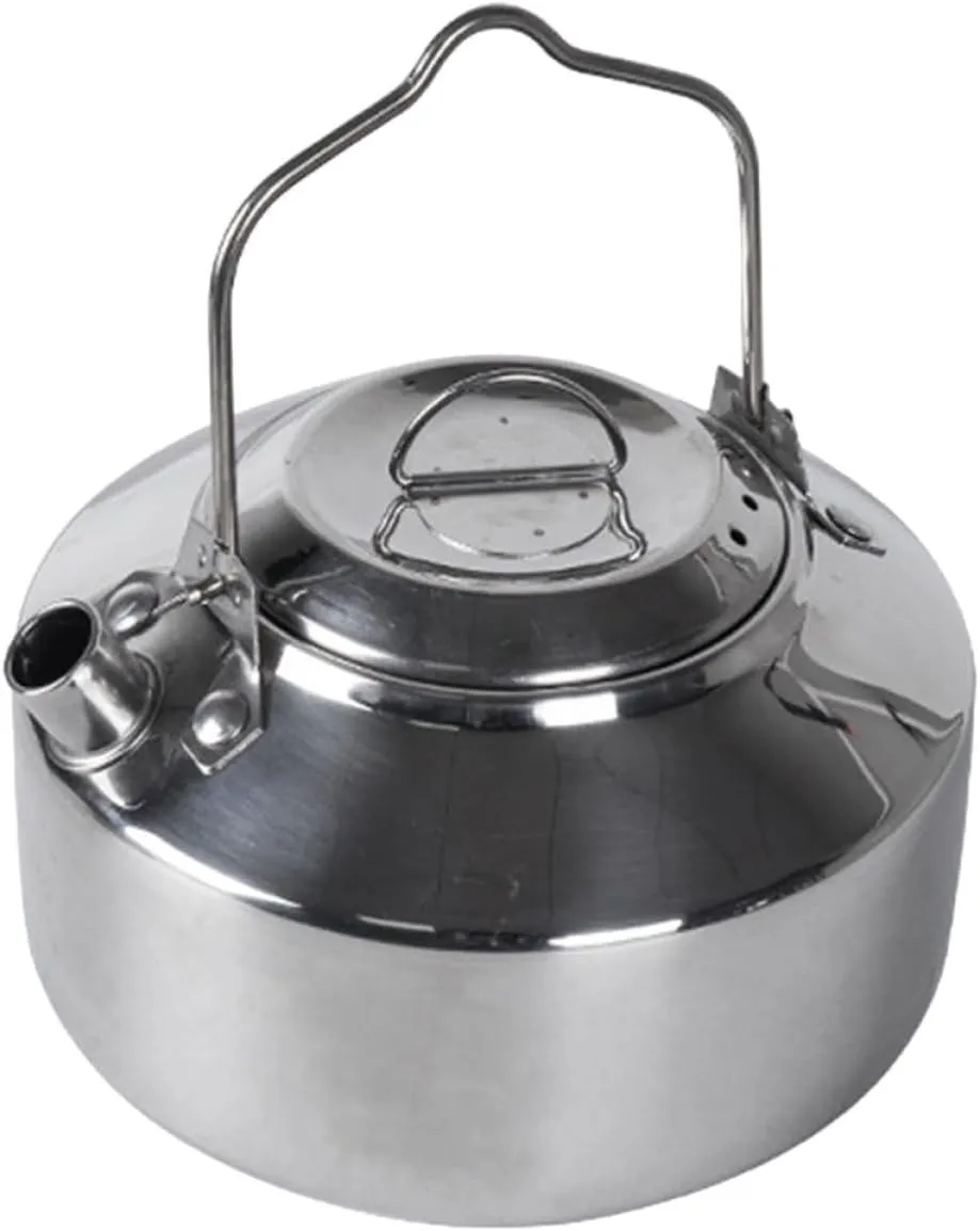 Stainless Steel Camping Kettle Portable Outdoor Water Container for Boiling Tea Ergonomic Handle for Easy Pouring for Hiking Backpacking Campfire Use