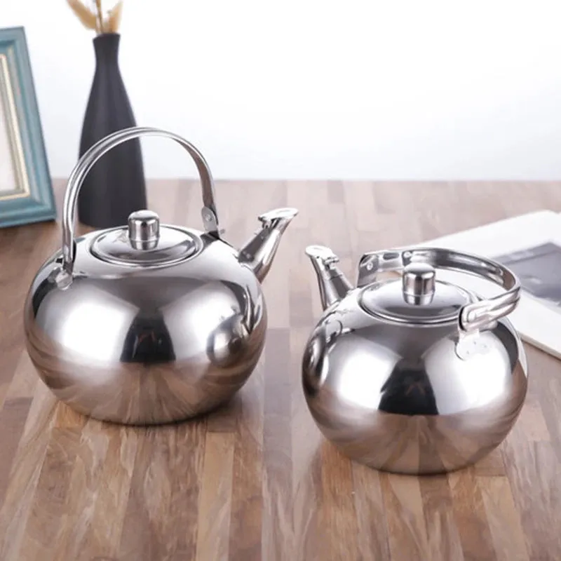 Stainless Steel Kettle with Heat Resistant Handle - Stovetop Camping Tea and Coffee Pot with Filter for Outdoor, Home, and Hiking