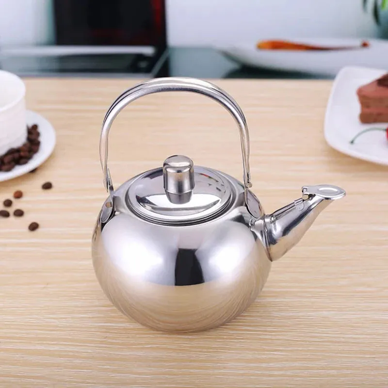 Stainless Steel Kettle with Heat Resistant Handle - Stovetop Camping Tea and Coffee Pot with Filter for Outdoor, Home, and Hiking