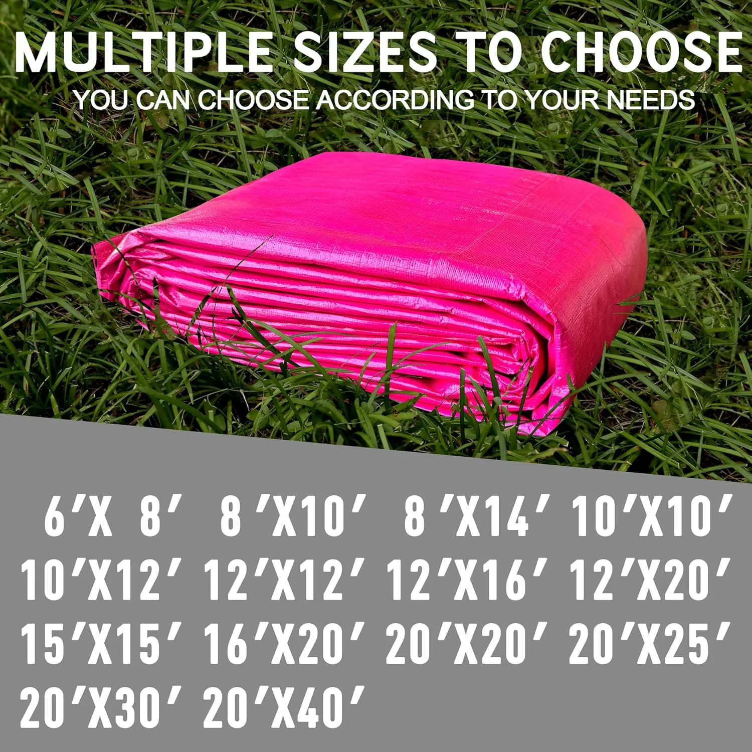 STARPYNG-12 Mil Pink/Silver 12x16 Feet Tarp-Heavy Duty Poly Tarp-Cover,Waterproof, UV Resistant, Weather Resistant, Cover Cars, Boats, Courtyards,Camping