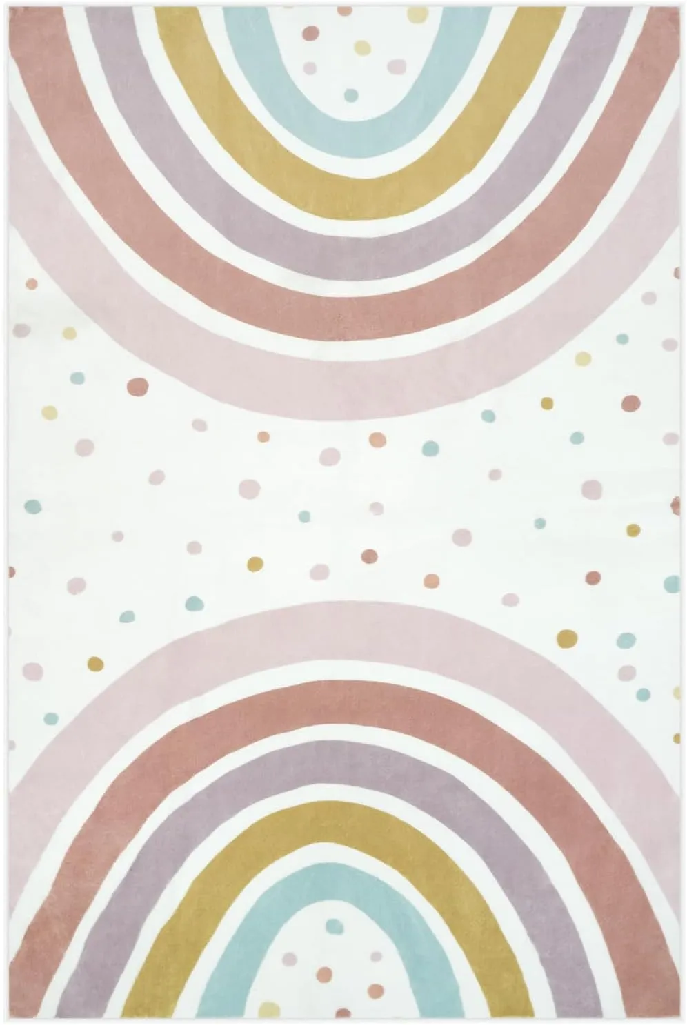 STARUIA Boho Rainbow Rug for Kids Room, 4x6 Washable Nursery Rug for Girls Bedroom Princess Castle, Soft Kids Carpet Non-Slip Area Rug for Classroom Playroom Tent