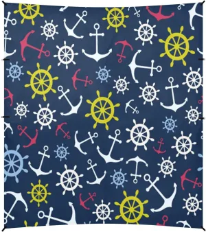Steering Wheel Anchor Print Beach Tent Camping Sun Shelters Portable Outdoor Canopy Sun Shade for Camping Trips Fishing Backyard Fun or Picnics Easy Setup with Carrying Bag