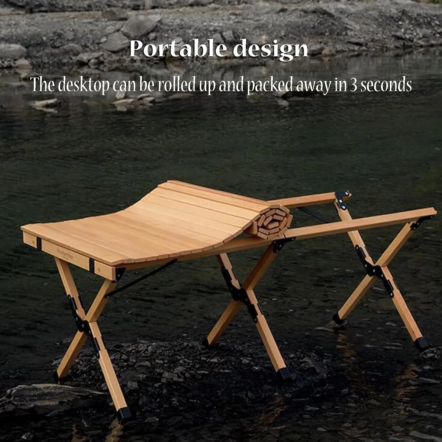 Strong Camping Table Foldable Table Legs Picnic Table Roll Up Desktop Camping Grill Table Send Storage Bag for Outdoor Camp