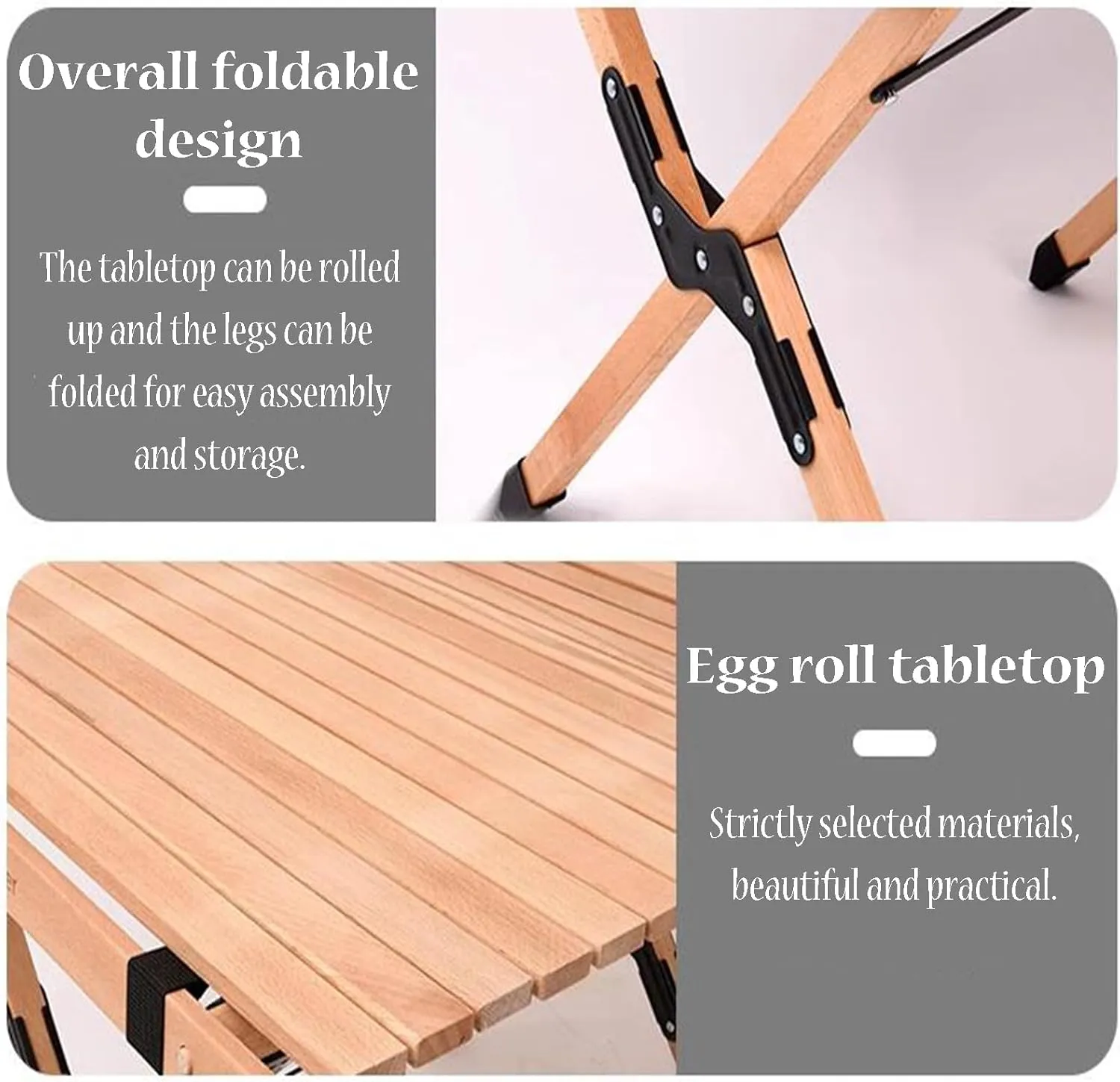 Strong Camping Table Foldable Table Legs Picnic Table Roll Up Desktop Camping Grill Table Send Storage Bag for Outdoor Camp