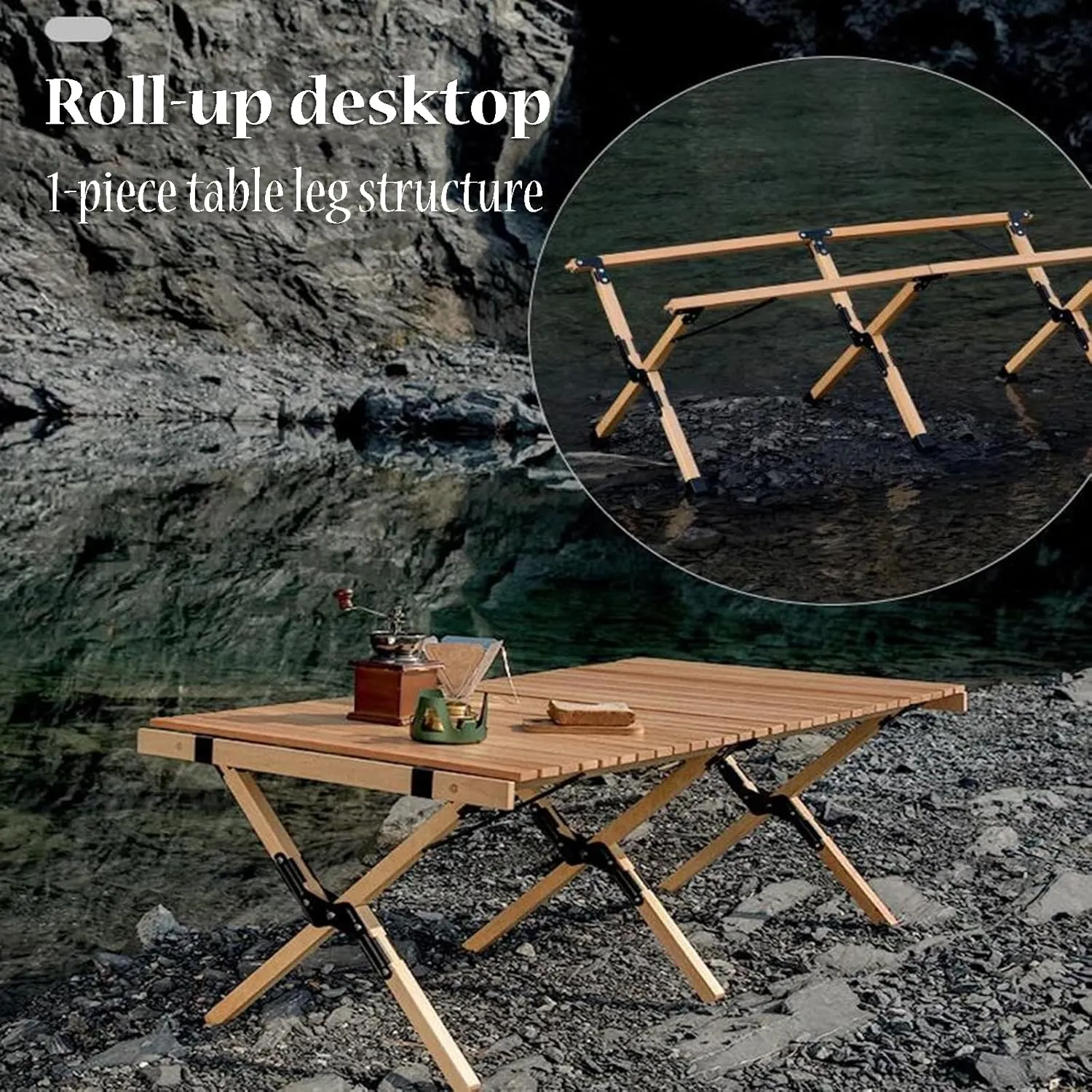 Strong Camping Table Foldable Table Legs Picnic Table Roll Up Desktop Camping Grill Table Send Storage Bag for Outdoor Camp
