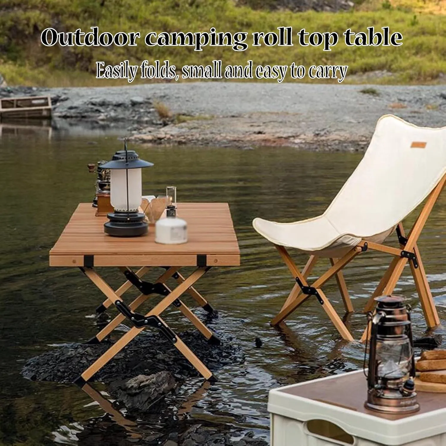 Strong Camping Table Foldable Table Legs Picnic Table Roll Up Desktop Camping Grill Table Send Storage Bag for Outdoor Camp