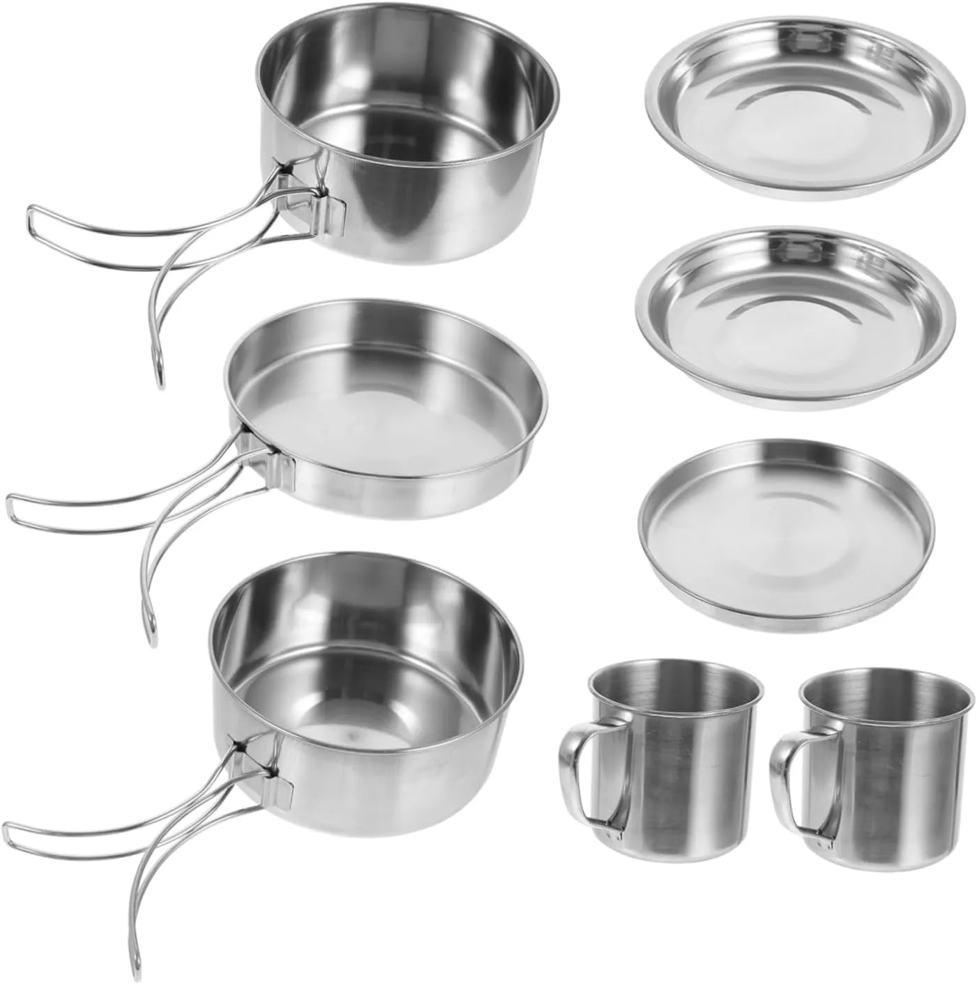 Sturdy Camping Cookware Set 8 Piece Pot Pan Kettle Utensils Ideal for Hiking Picnic Outdoor Cooking