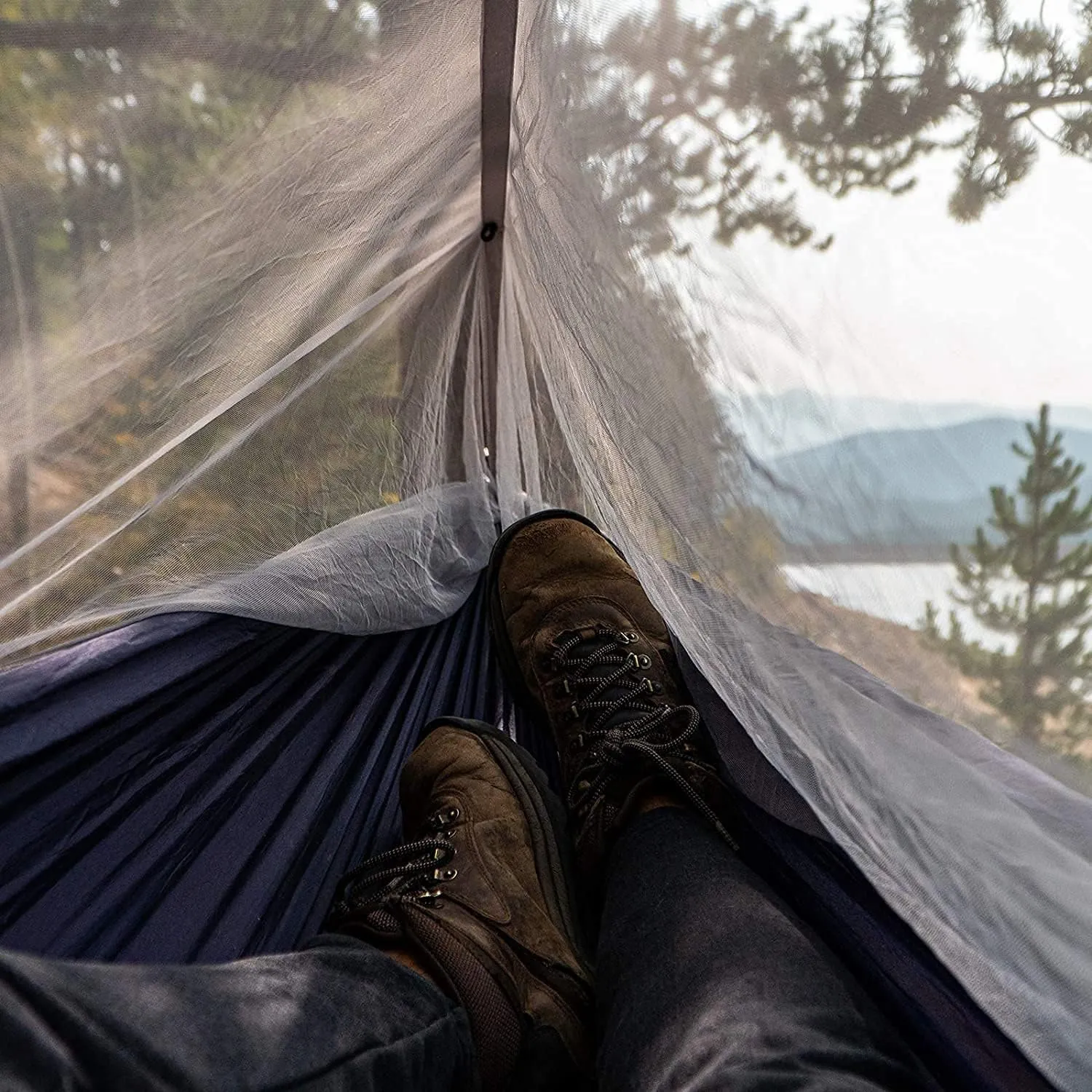 Sunyear Hammock Camping with Rain Fly Tarp and Net, Portable Camping Hammock Double Tree Hammock Outdoor Indoor Backpacking Travel & Survival, 2 Tree Straps,100% Waterproof