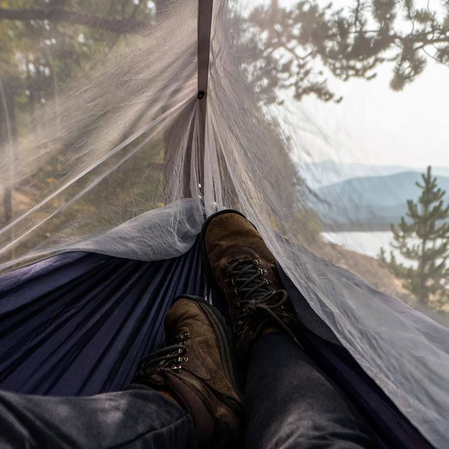 Sunyear Hammock Camping with Rain Fly Tarp and Net, Portable Camping Hammock Double Tree Hammock Outdoor Indoor Backpacking Travel & Survival, 2 Tree Straps,100% Waterproof
