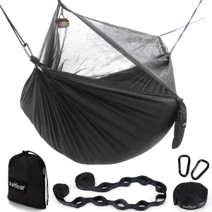 Sunyear Hammock Camping with Rain Fly Tarp and Net, Portable Camping Hammock Double Tree Hammock Outdoor Indoor Backpacking Travel & Survival, 2 Tree Straps,100% Waterproof