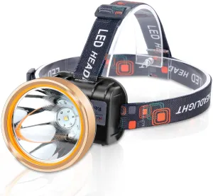 Superbright Coon Hunting Lights,High Lumens LED Headlamp with 2 Light Modes Waterproof & Rechargeable Headlight Flashlight for Outdoor Hiking Hunting Fishing(White Light)