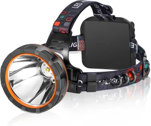 Superbright Headlight Rechargeable Separation Style LED Headlamp High Power Head Lamp Waterproof Headlight Coon Hunting Lights for Outdoor Hiking Fishing Hunting (Yellow Light)