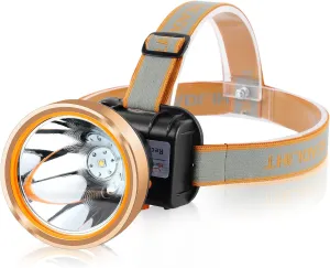 Superbright Rechargeable LED Headlamp,Waterproof Headlight with 2 Modes and Adjustable Headband,Perfect Head Troch for Camping, Hiking, Outdoors, Hunting (White Light)