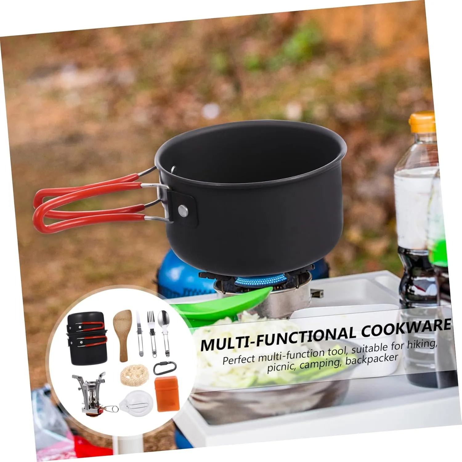 SUPVOX 2 Sets Cookware Set Fold Travel Utensils Aluminum Alloy
