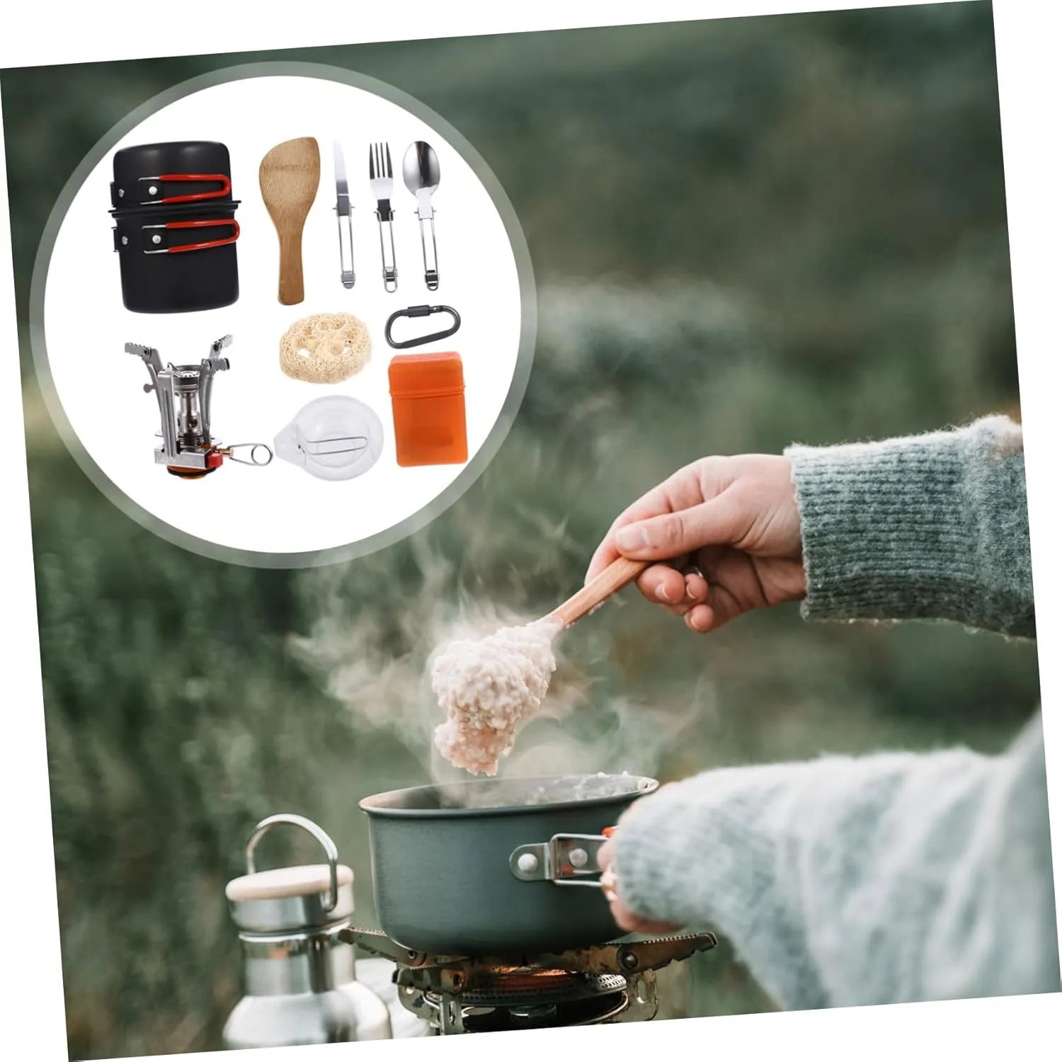 SUPVOX 2 Sets Cookware Set Fold Travel Utensils Aluminum Alloy