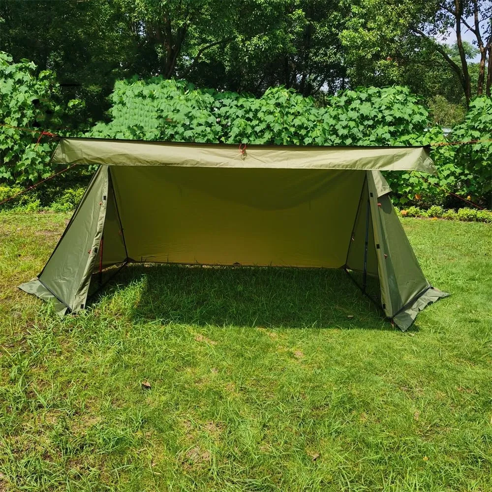 Survival Shelter, Camping Tarp Emergency Shelter, 210T Polyester PU 3000mm Coating Survival Shelter Tent for Camping, Hiking, Backpacking (Green)