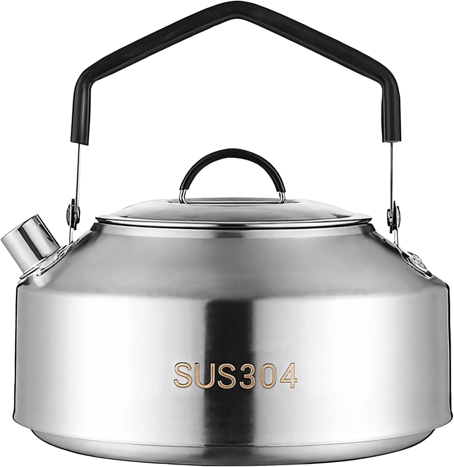 Sus304 Stainless Steel Outdoor Tea Pot, Ergonomic Hiking Kettle with Large Capacity, Portable Water Boiler and Coffee Maker