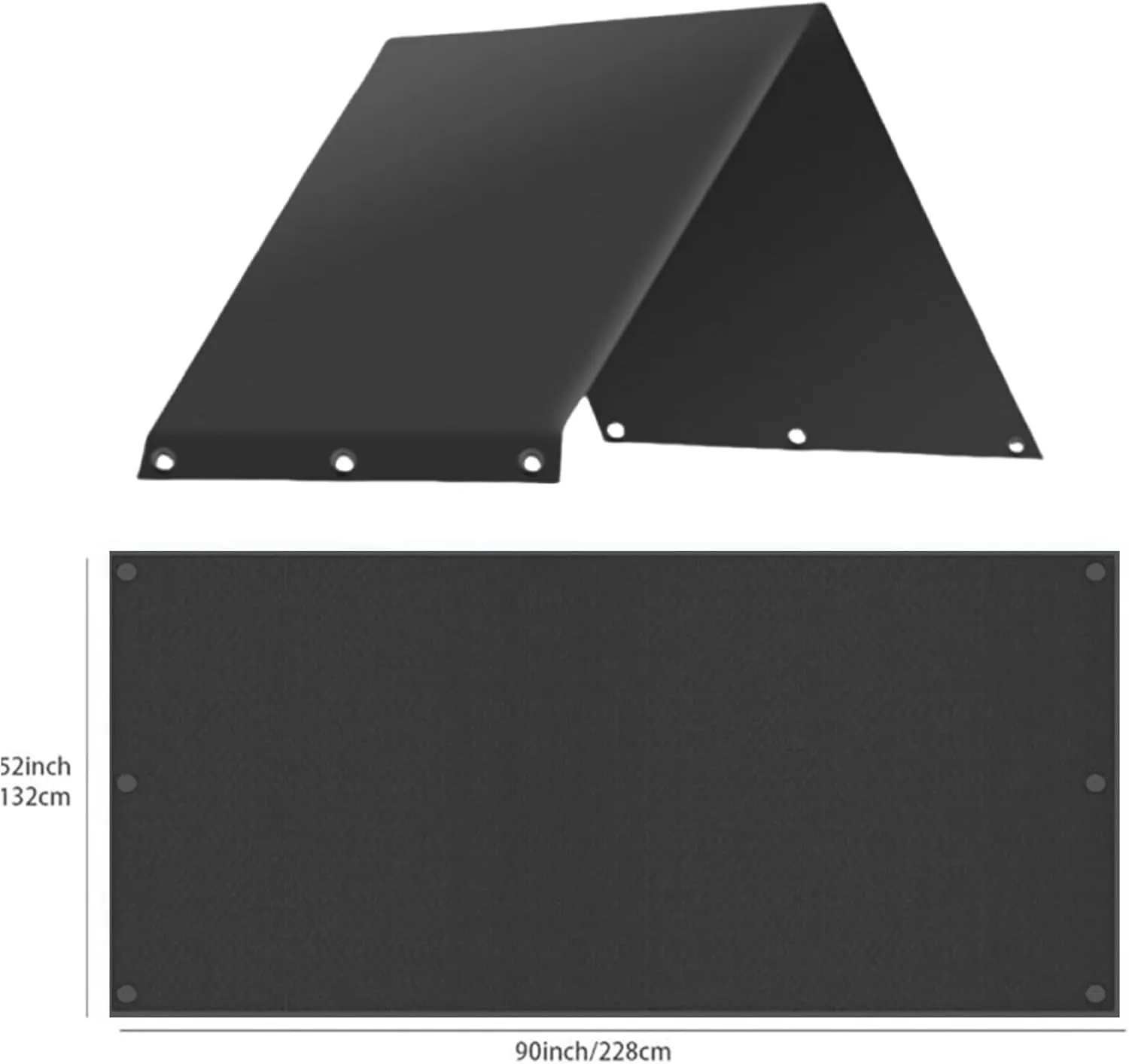 Swing Set Replacement Tarp, 52"x 90" Playset Canopy Replacement Playground Canopy Replacement, Swing Canopy Replacement Cover, Outdoor Swingset Shade Waterproof Cover, Playhouse Accessories (Black)