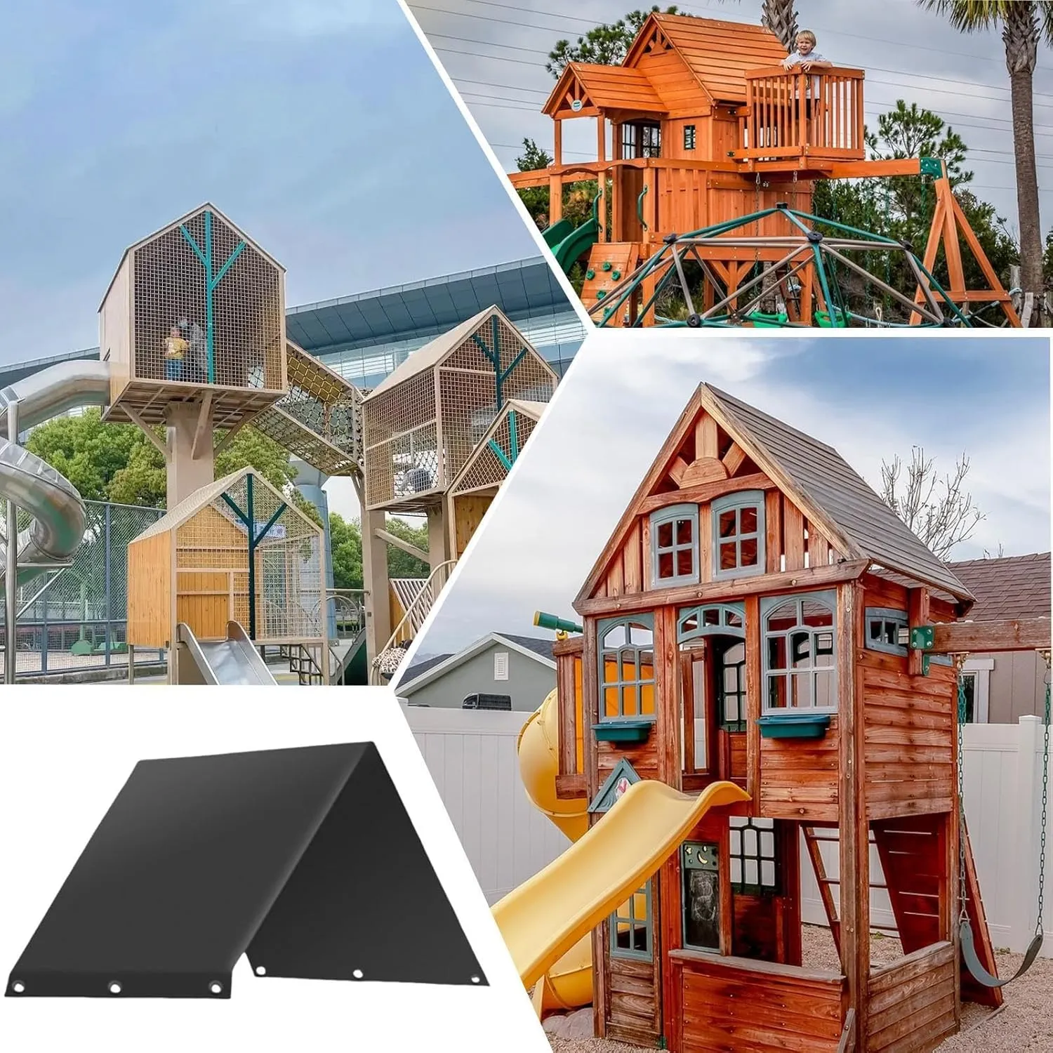 Swing Set Replacement Tarp, 52"x 90" Playset Canopy Replacement Playground Canopy Replacement, Swing Canopy Replacement Cover, Outdoor Swingset Shade Waterproof Cover, Playhouse Accessories (Black)