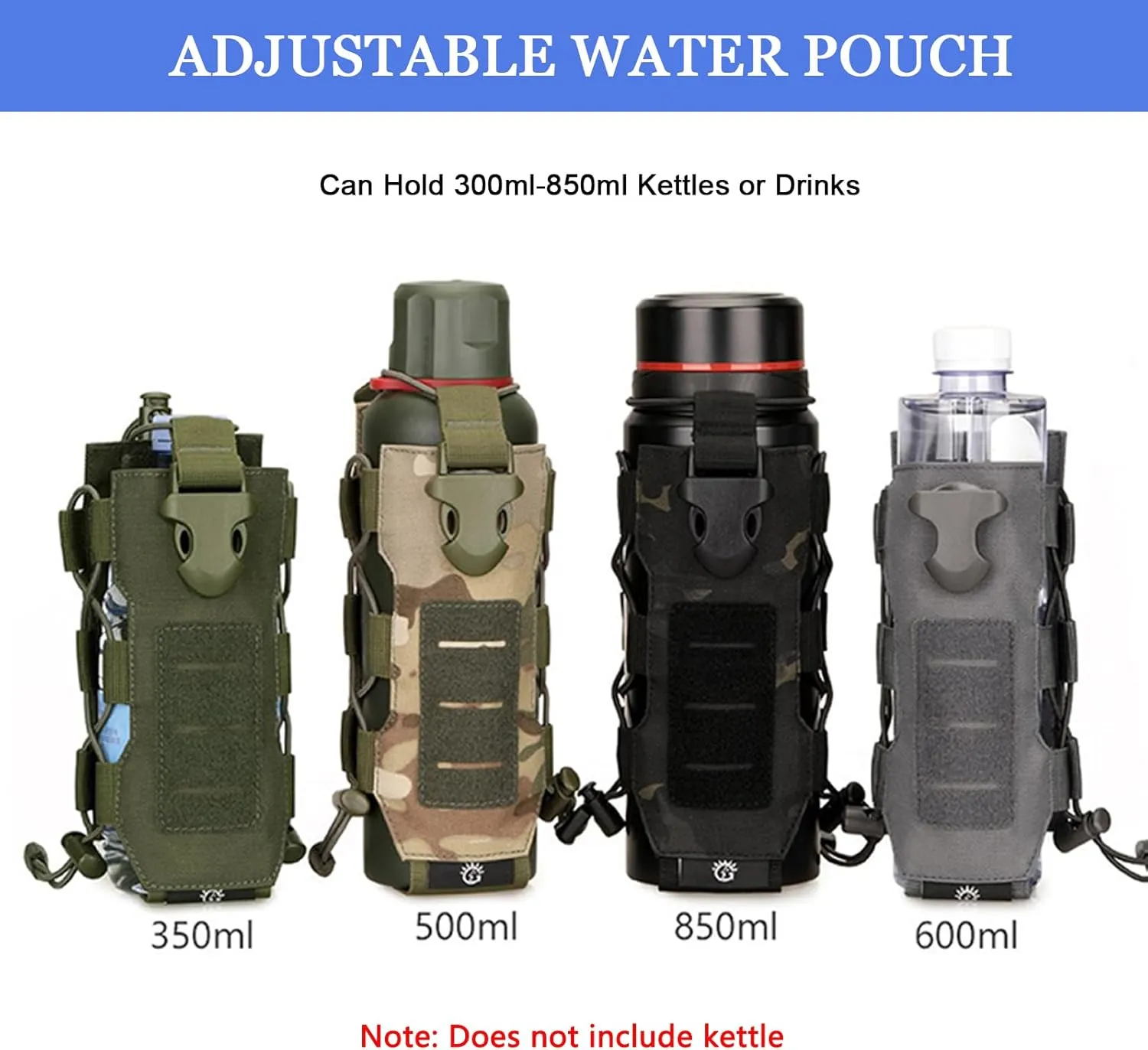 Tactical Water Bottle Pouch for Backpack MOLLE Water Bottle Holder Hydration Carrier Adjustable Molle Accessories for Travel Fishing Hunting Hiking Outdoor Activities