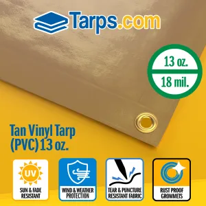 Tan Vinyl PVC Tarps - 13 oz