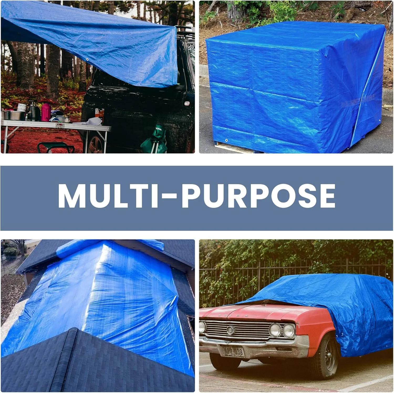 Tarp 12x14 Waterproof 7mil Blue/Black Multipurpose Tarps Uv Resistant Outdoor Tarp for Camping, Rooftops, Yards, Pools, Vehicles, Boats by-MVPNET