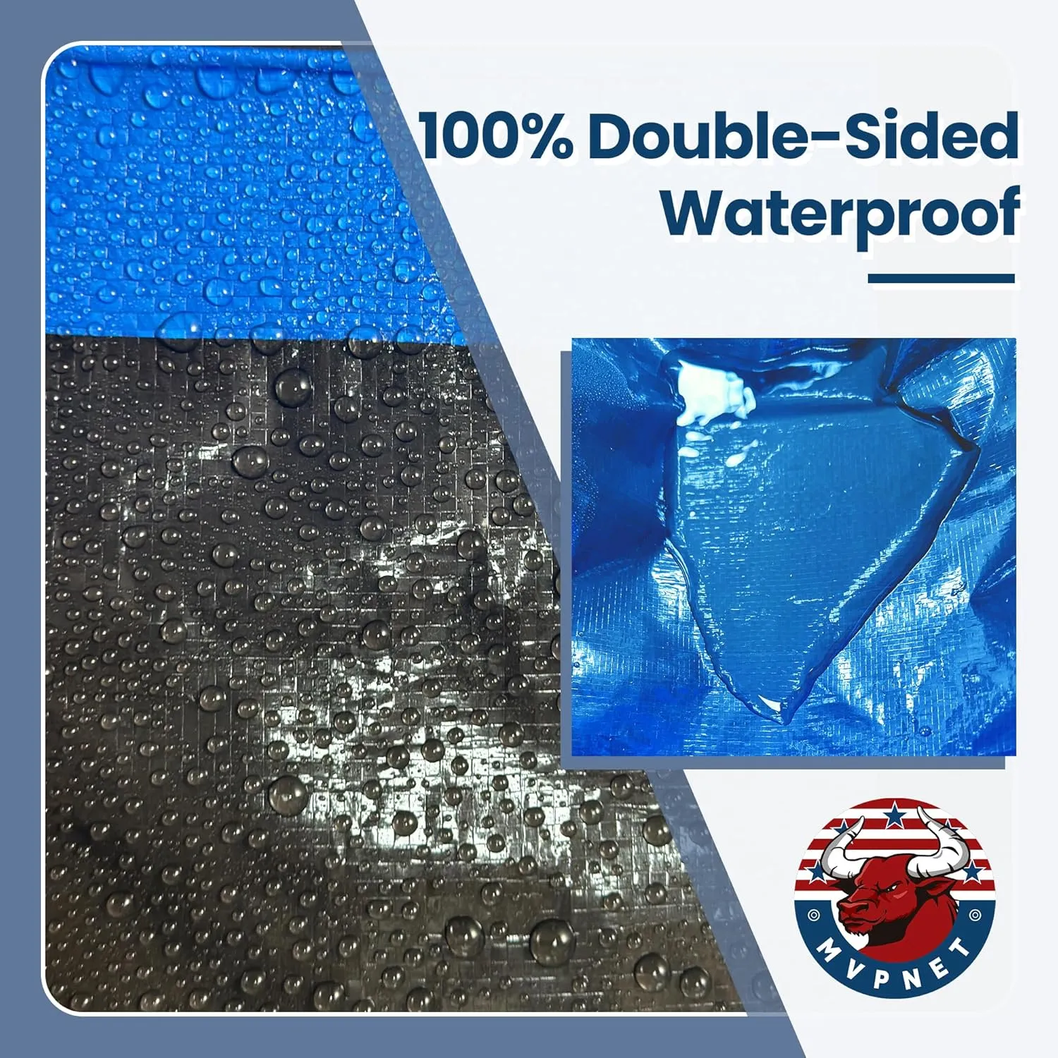 Tarp 12x14 Waterproof 7mil Blue/Black Multipurpose Tarps Uv Resistant Outdoor Tarp for Camping, Rooftops, Yards, Pools, Vehicles, Boats by-MVPNET