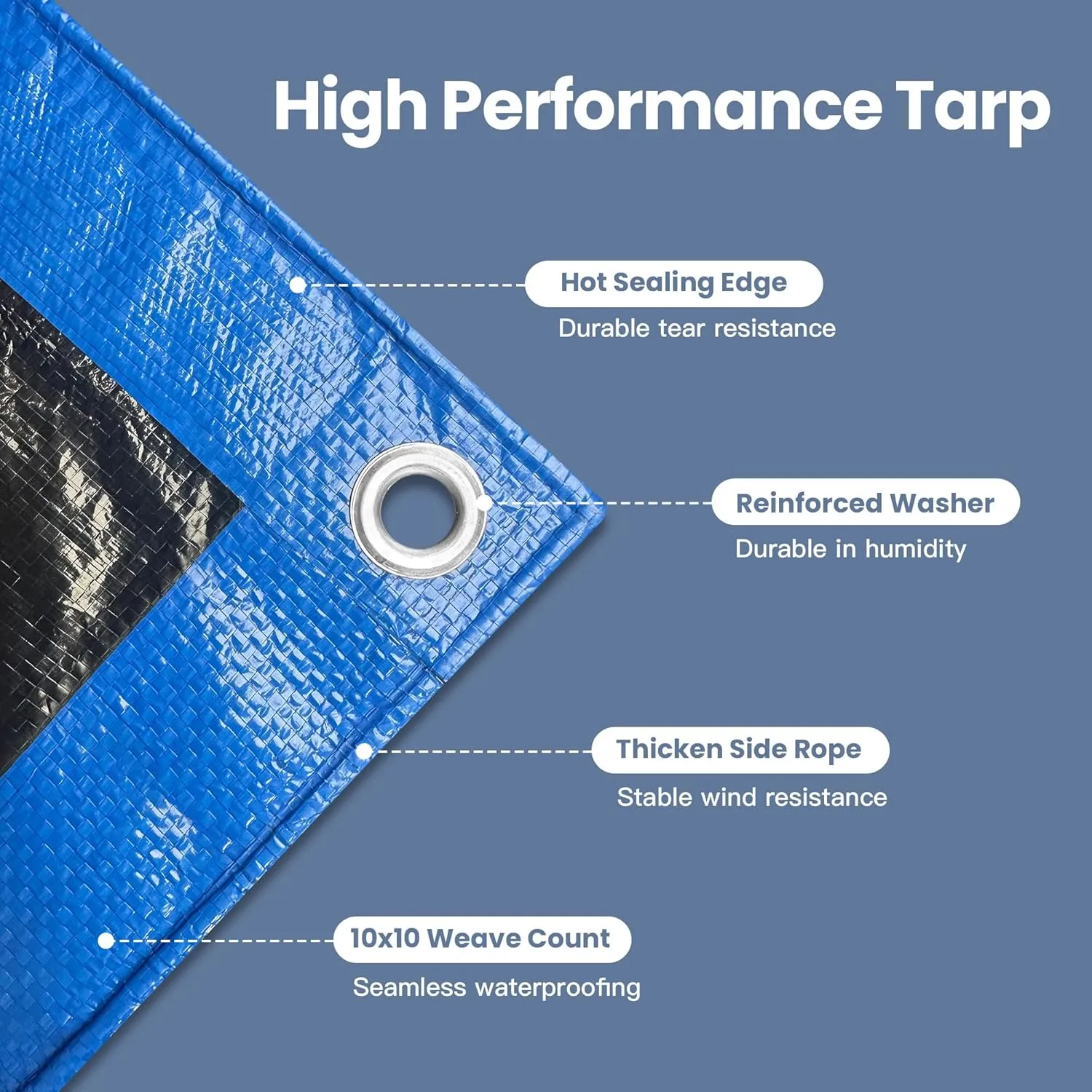 Tarp 12x14 Waterproof 7mil Blue/Black Multipurpose Tarps Uv Resistant Outdoor Tarp for Camping, Rooftops, Yards, Pools, Vehicles, Boats by-MVPNET